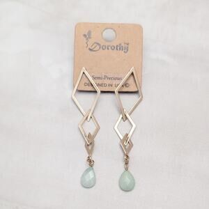 Dorothy Drop Dangle Earrings Gold Tone with Semi Precious Dangle - Preowned